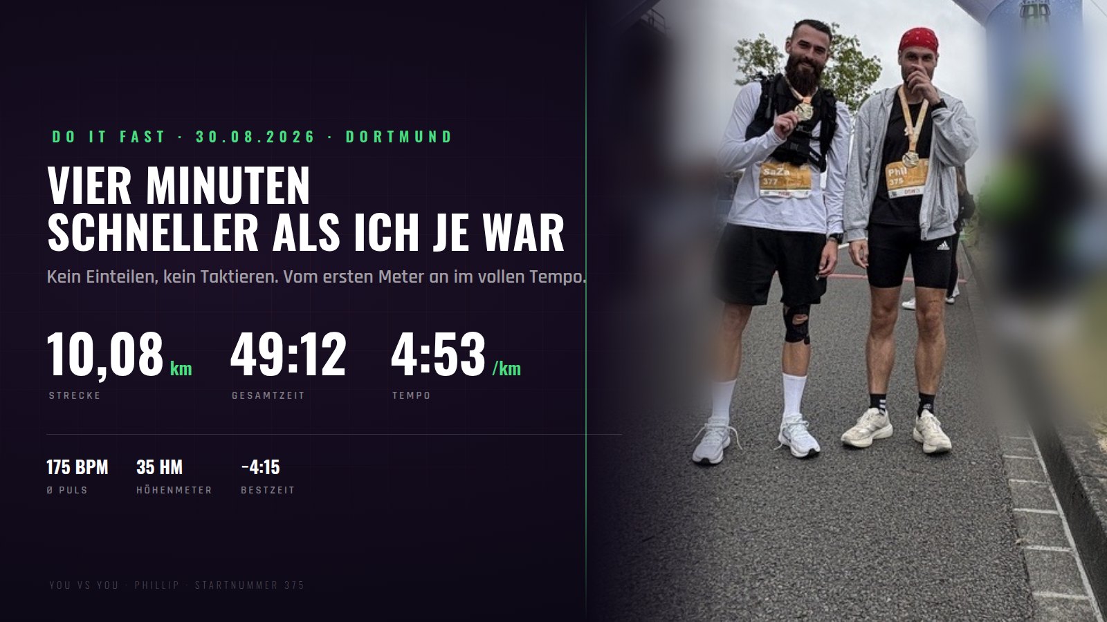 Karte: Sascha und Phillip am Zielbogen, daneben Phillips Zahlen